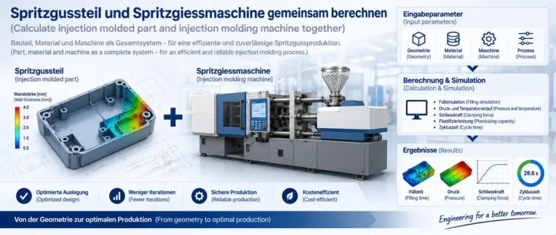 Spritzgussteil und Spritzgiessmaschine gemeinsam berechnen